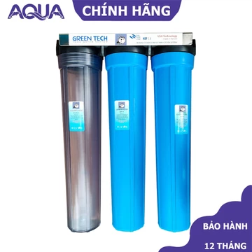 Bộ 3 cốc lọc nước thô 20 inch ren 27 - Lọc đầu nguồn, lọc cặn bẩn - Kèm lõi và phụ kiện