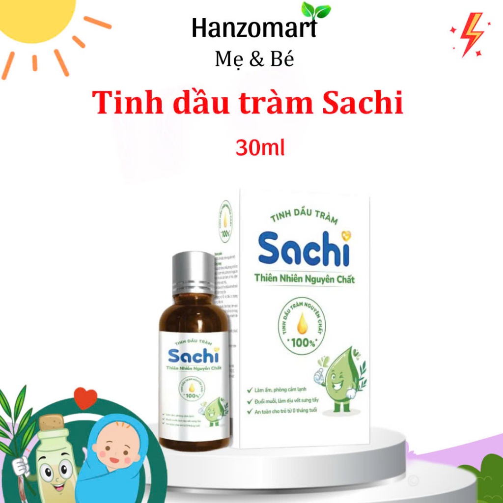 Tinh Dầu Tràm Nguyên Chất Sachi 30ml Hỗ Trợ Giúp Giảm Chướng Bụng, Đầy Hơi, An Toàn Cho Trẻ Nhỏ