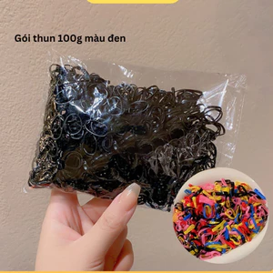 Gói 100g thun cột tóc nữ Hàn Quốc AAA iLita túi phụ kiện thun buộc tóc đẹp màu đen