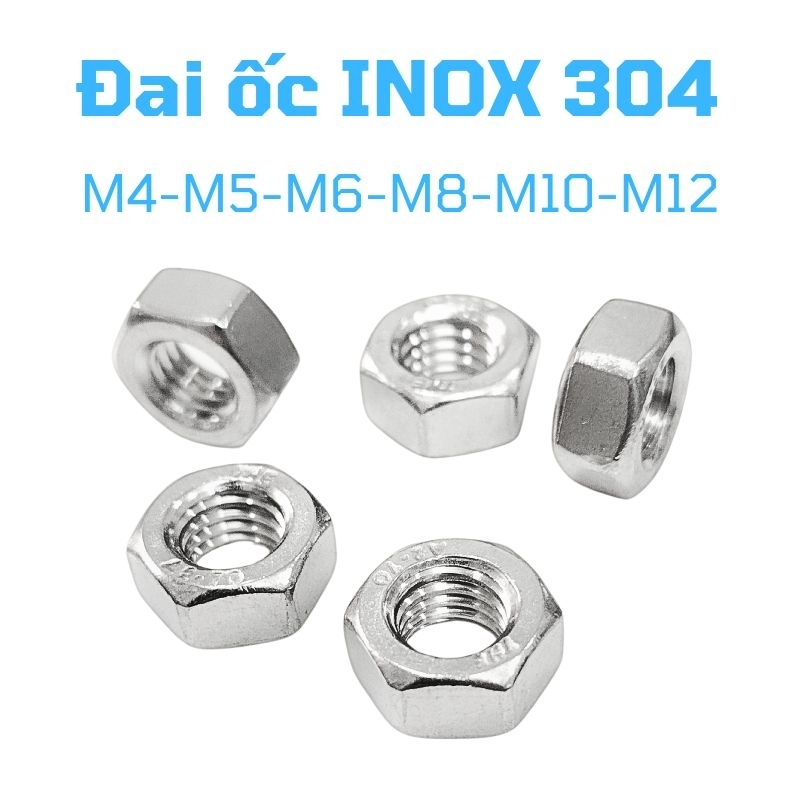 Tán đai ốc inox 304 - M5, M6, M8, M10, M12 | Shopee Việt Nam