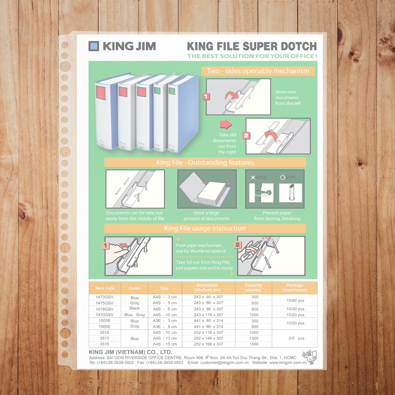 [Xấp 100] Bìa lỗ ,sơ mi lỗ King Jim 740-100GSV, bền chắc có thể sử dụng nhiều lần.