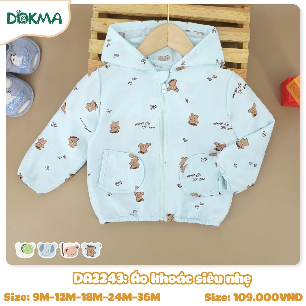 (8-15kg) Áo Khoác Dokma Siêu Nhẹ Hoạ Tiết Đáng Yêu Cho Bé DA3063 DA3060