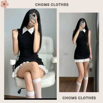Set váy nữ , Váy polo cổ bể nữ siêu xinh cá tính, lịch sự sang trọng, mặc đi dự tiệc phối váy xếp ly CHOMSS99