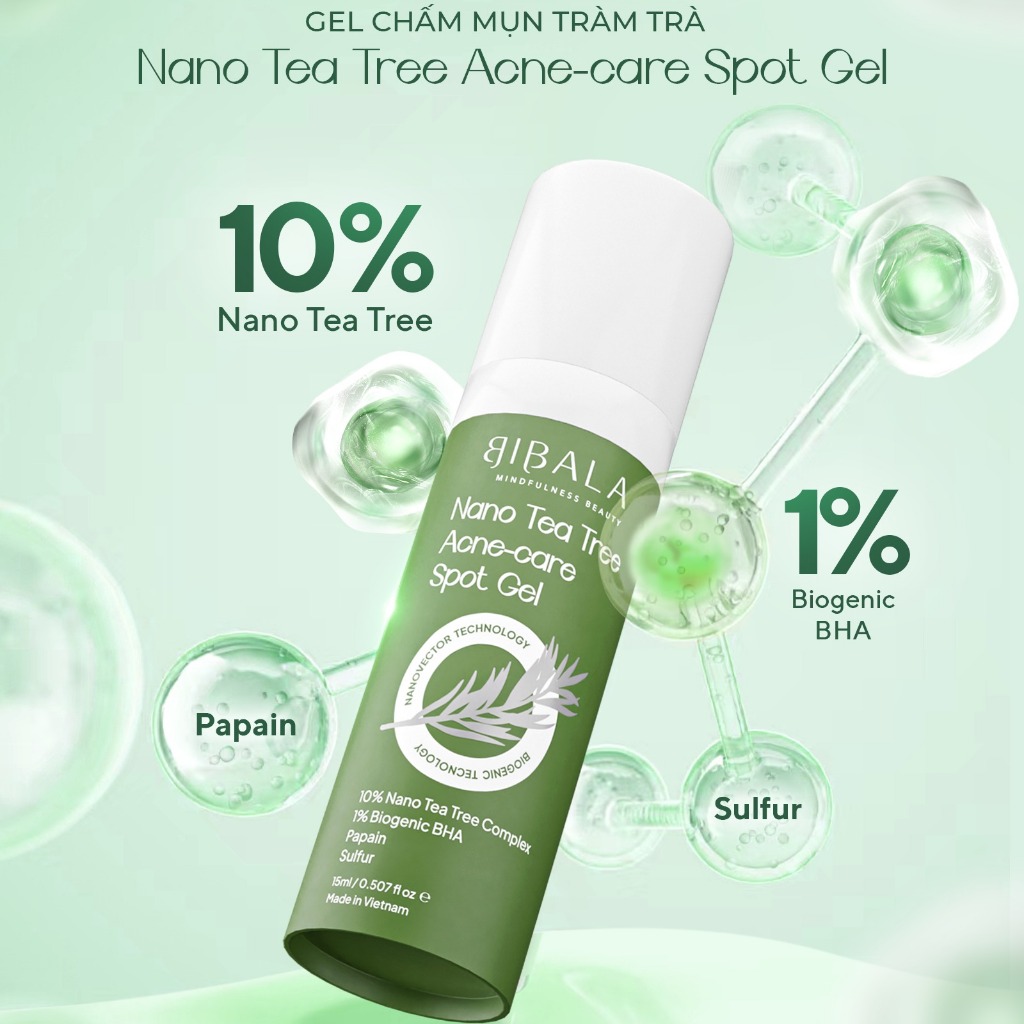 Ảnh GEL chấm mụn Tràm Trà làm dịu, giảm sưng tấy, ngăn mụn mới, ngừa sẹo NANO TEA TREE ACNE-CARE SPOT GEL 15ML BIBALA 4