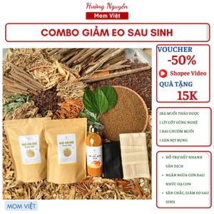 COMBO GIẢM EO SAU SINH (2KG MUỐI + 1 LÍT CỐT GỪNG NGHỆ + 1 ĐAI + 1GEN)