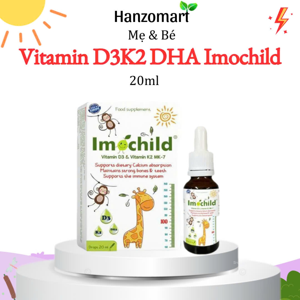 Imochild D3K2 bổ sung vitamin D3, K2-MK7 và DHA, hỗ trợ bé phát triển ...