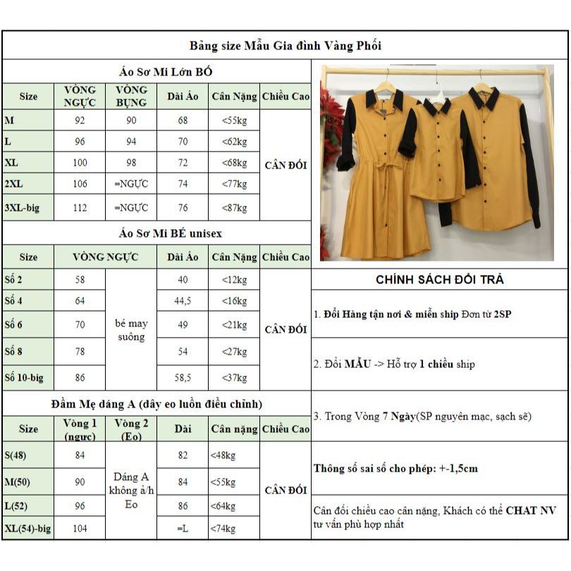 Combo gia đình Fig Tree màu vàng phối đen (hàng thiết kế full size, hình thật 100% shop tự chụp)