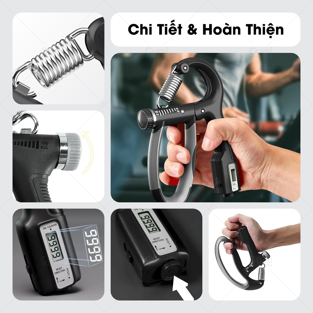 Kìm Bóp Tay 10 - 100kg Lò Xo Có Đếm Số Điều Chỉnh Lực Luyện Tập Cổ Tay, Bàn Tay Đa Năng Tại Nhà - KimBopTay100