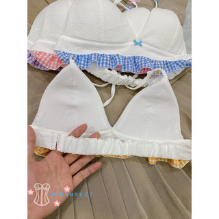 Áo bra đi biển phối ren caro tone trắng dễ thương - handmade by Mimi house