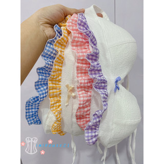 Áo bra đi biển phối ren caro tone trắng dễ thương - handmade by Mimi house