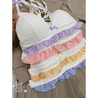 Áo bra đi biển phối ren caro tone trắng dễ thương - handmade by Mimi house