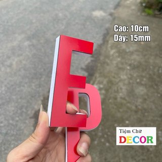 Chữ Nổi Đỏ 10cm dày 15mm T1 In Hoa Dán Tường Trang Trí Tiệm - Chữ 3D Decor Biển quảng cáo Chất Liệu Fomex Alu