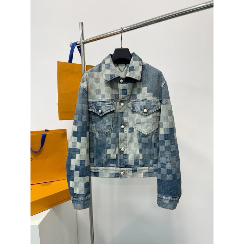 ⚡️[Hight Quality] Áo Khoác Jacket Lu1s Vu11on Damier Classic Denim - Điểm Nhấn Kẻ Caro Họa Tiết Tinh Sảo - Street Wear