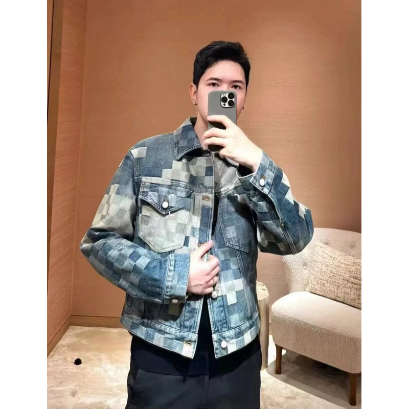 ⚡️[Hight Quality] Áo Khoác Jacket Lu1s Vu11on Damier Classic Denim - Điểm Nhấn Kẻ Caro Họa Tiết Tinh Sảo - Street Wear