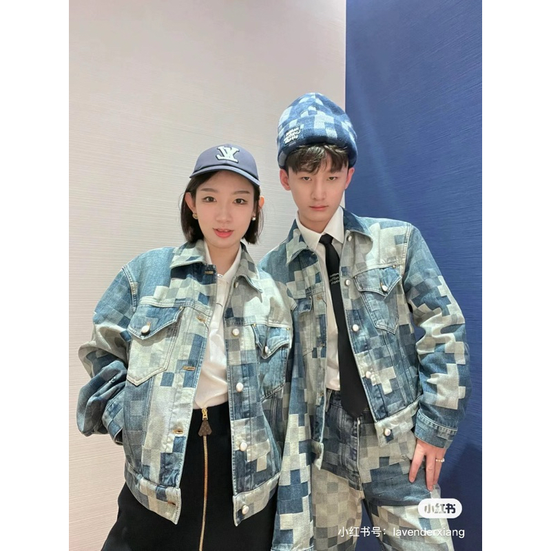 ⚡️[Hight Quality] Áo Khoác Jacket Lu1s Vu11on Damier Classic Denim - Điểm Nhấn Kẻ Caro Họa Tiết Tinh Sảo - Street Wear