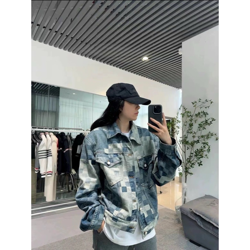 ⚡️[Hight Quality] Áo Khoác Jacket Lu1s Vu11on Damier Classic Denim - Điểm Nhấn Kẻ Caro Họa Tiết Tinh Sảo - Street Wear