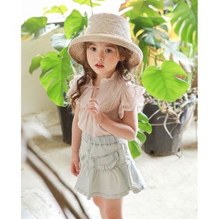 𝐀𝐩𝐫𝐢𝐥 𝐛𝐞́𝐛𝐞́ - Strawberry Áo bé gái tay cánh tiên cổ thắt nơ tiểu thư phối ren dễ thương mùa hè