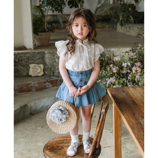 𝐀𝐩𝐫𝐢𝐥 𝐛𝐞́𝐛𝐞́ - Strawberry Áo bé gái tay cánh tiên cổ thắt nơ tiểu thư phối ren dễ thương mùa hè