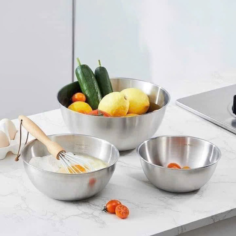 Bộ set 3 bộ thau inox chia vạch