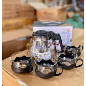 🍃🌿BỘ ẤM PHA TRÀ THỦY TINH CÓ LƯỚI LỌC CAO CẤP🌿🍃🌿 ( kèm 4 cốc)
