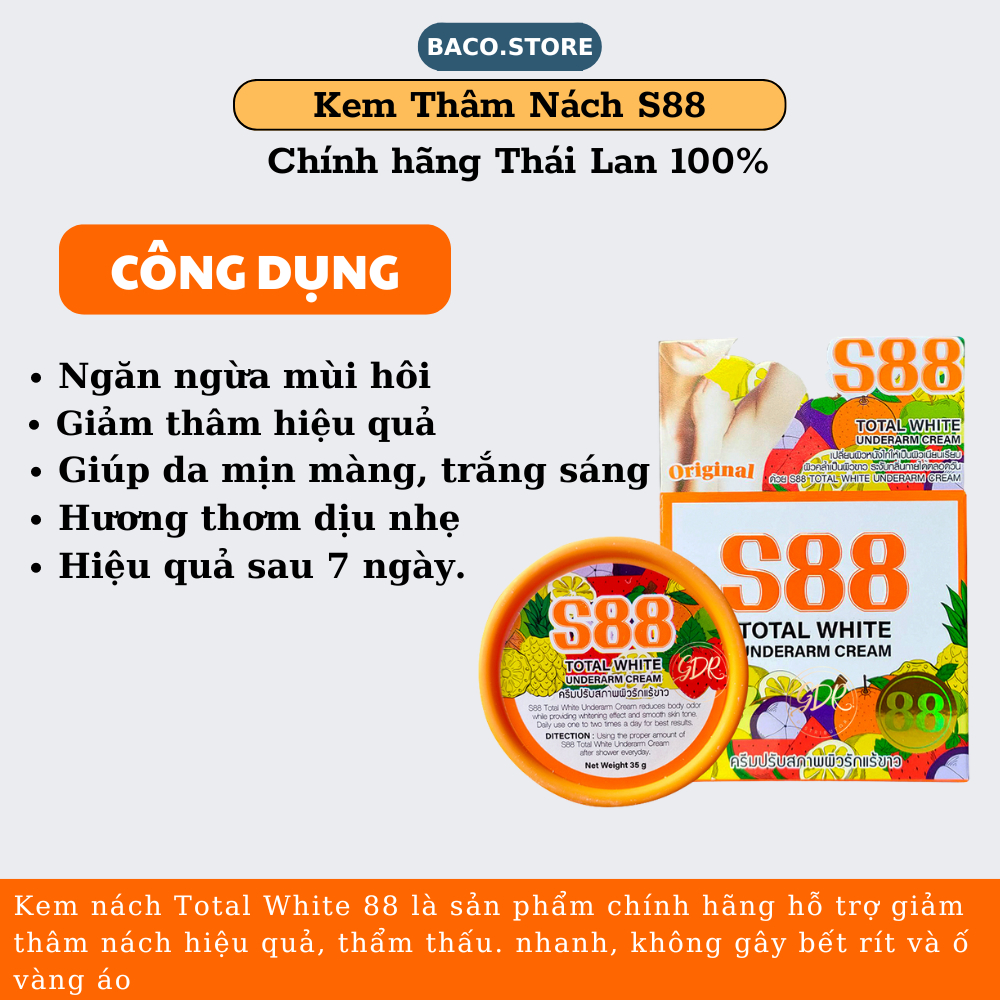 Kem giảm thâm nách Total White 88 35g chính hãng Thái Lan, giảm thâm bikini