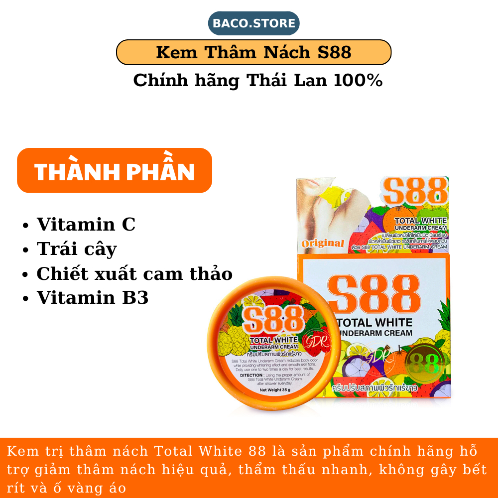 Kem giảm thâm nách Total White 88 35g chính hãng Thái Lan, giảm thâm bikini