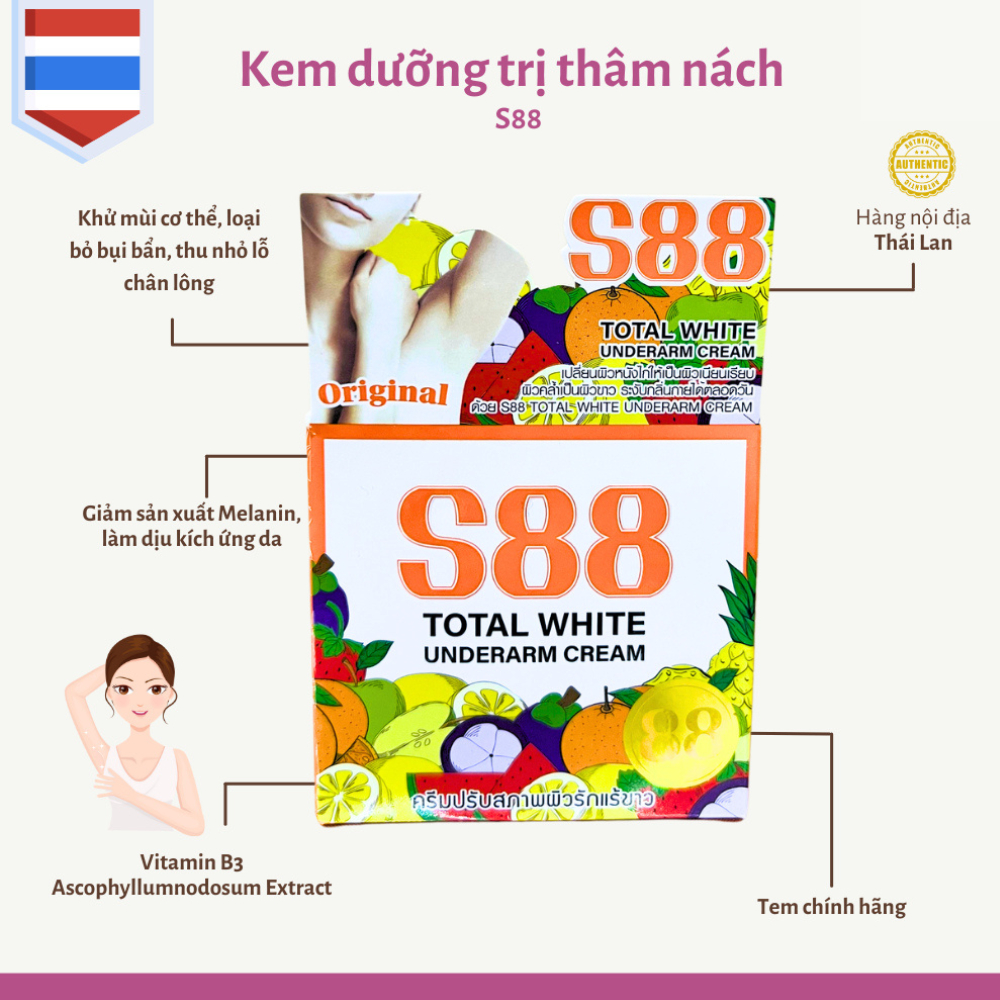 Kem giảm thâm nách Total White 88 35g chính hãng Thái Lan, giảm thâm bikini