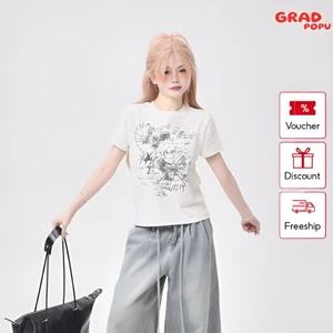 Áo thun nữ GRADPOPU PPAT13 dáng vừa vặn in hình độc đáo, áo phông nữ cổ tròn chất mềm mịn thoáng mát