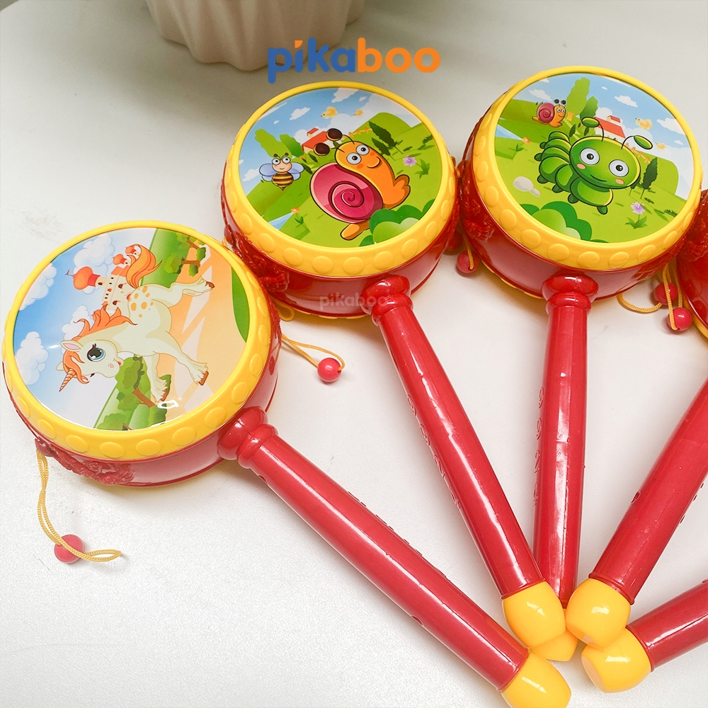 Ảnh Trống cho bé Pikaboo, trống lắc tay có tiếng trống giòn giã vui tai, chất liệu an toàn cho bé 3