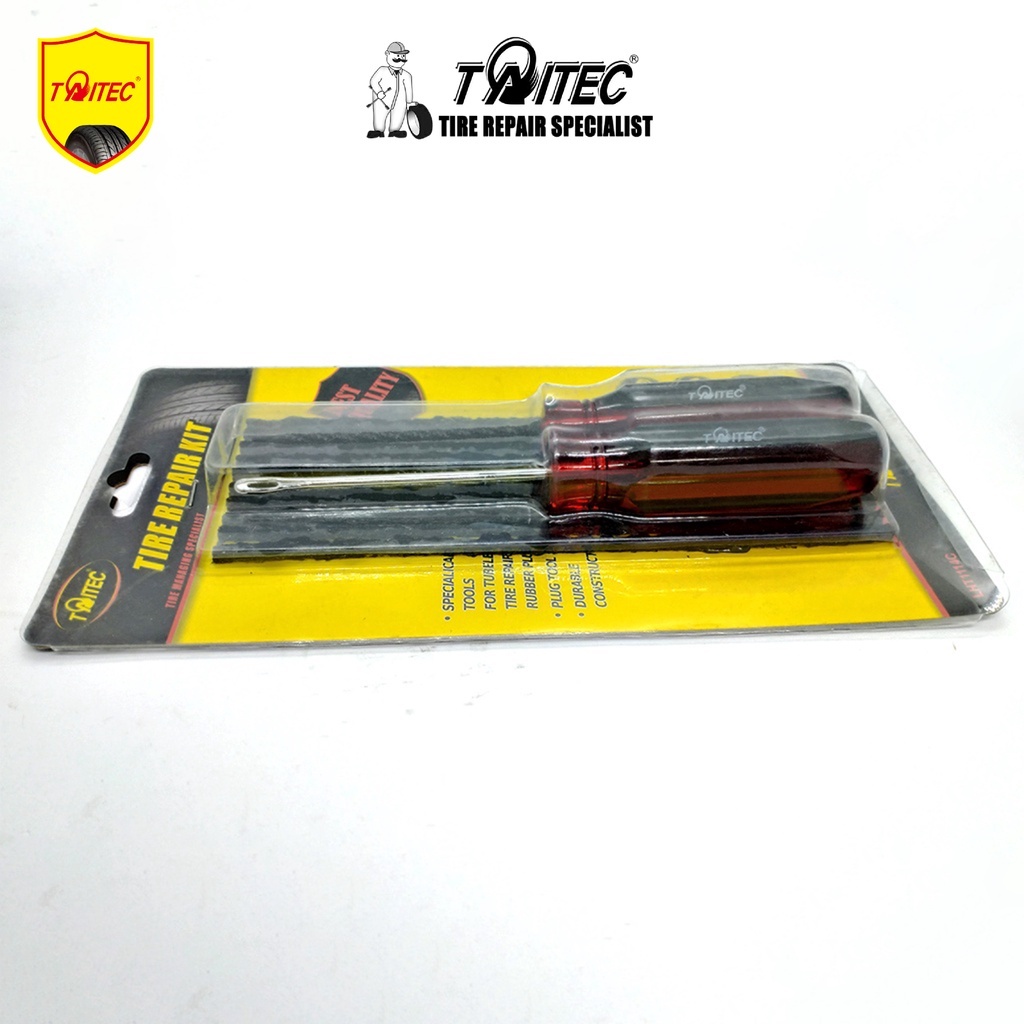 Bộ dụng cụ dùi vá lốp 2 chi tiết, bộ vá lốp xe máy, vá lốp không săm, TAITEC LHT-1114C, dụng cụ sửa xe máy tại nhà