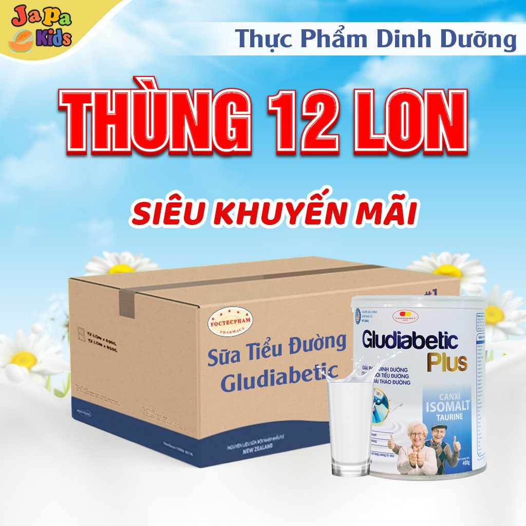 Ảnh Một thùng 12 hộp Sữa Bột Cho Người Tiểu Đường Gludiabetic Plus Hộp 400G - ổn định đường huyết 1