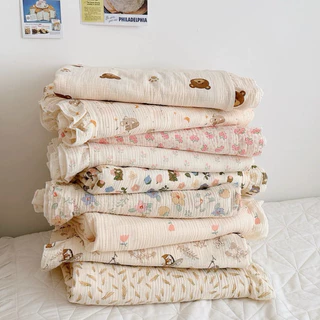 Vải xô muslin 2 lớp 100% cotton may cho bé chất mềm- vải xô musllin hoạ tiết  vaibekum Vải bé Kưm XAL