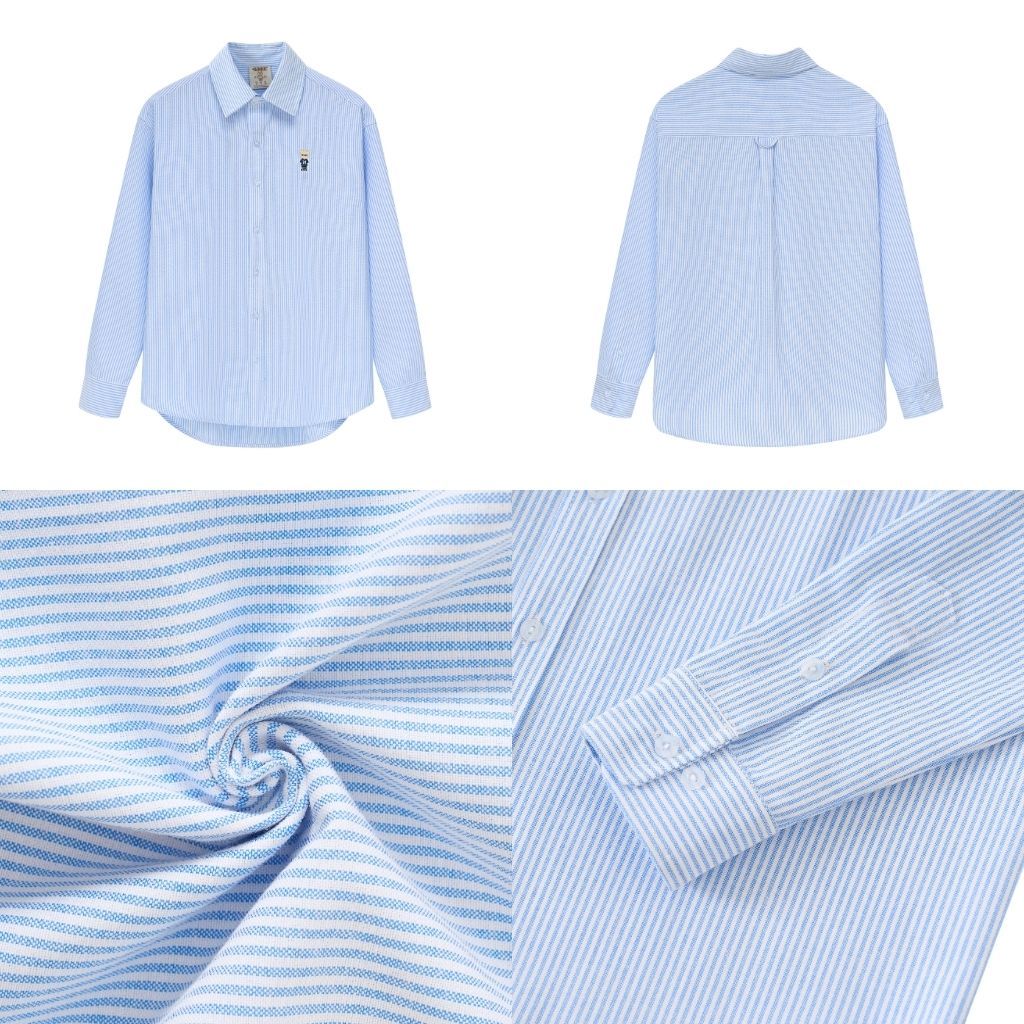 Ảnh Áo Sơ Mi Dài Tay Form rộng NOAM Nafox Oxford - Màu Trắng/ Xanh/Hồng kẻ sọc/Đỏ kẻ sọc/Xanh kẻ sọc 4