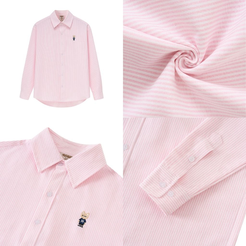 Ảnh Áo Sơ Mi Dài Tay Form rộng NOAM Nafox Oxford - Màu Trắng/ Xanh/Hồng kẻ sọc/Đỏ kẻ sọc/Xanh kẻ sọc 3