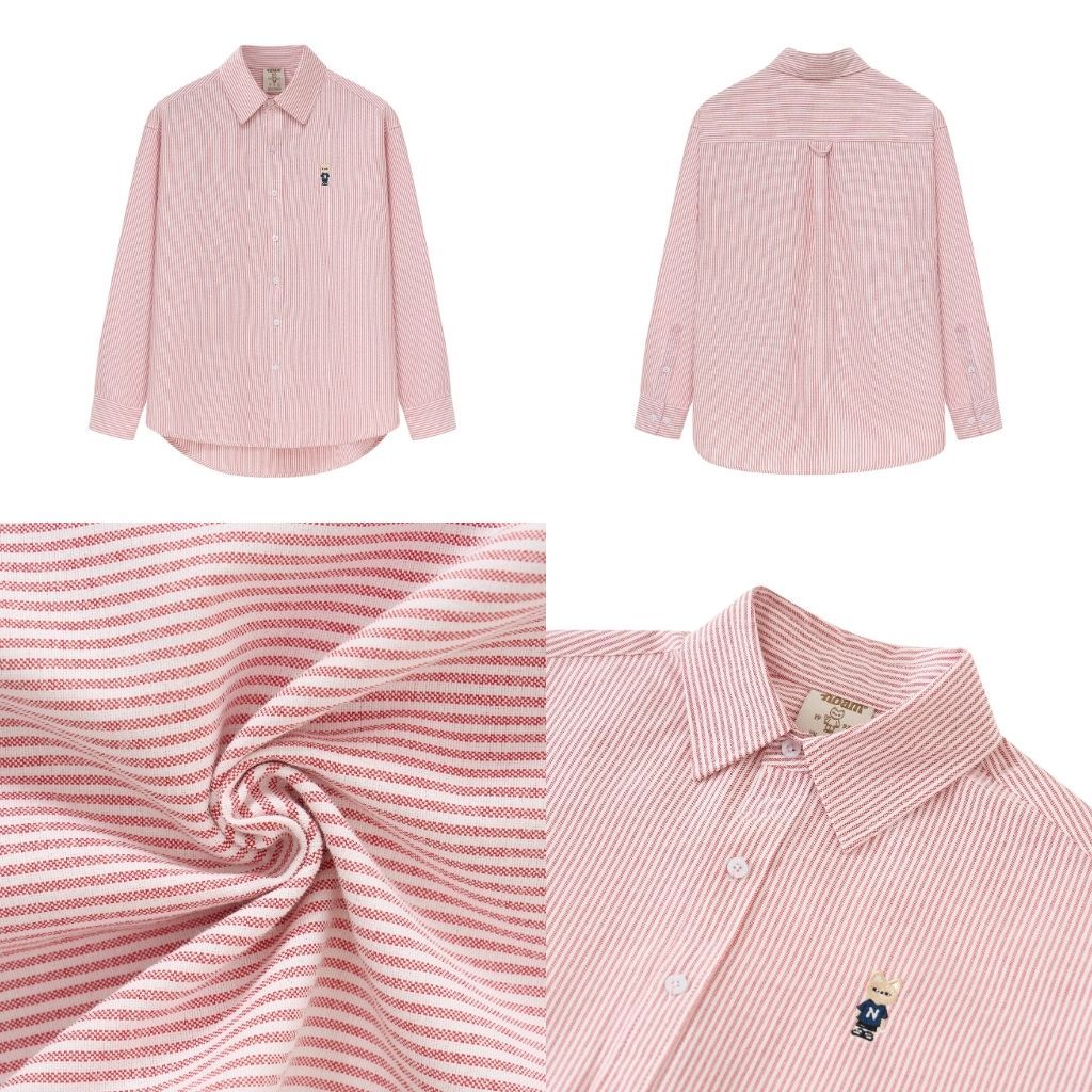 Ảnh Áo Sơ Mi Dài Tay Form rộng NOAM Nafox Oxford - Màu Trắng/ Xanh/Hồng kẻ sọc/Đỏ kẻ sọc/Xanh kẻ sọc 2