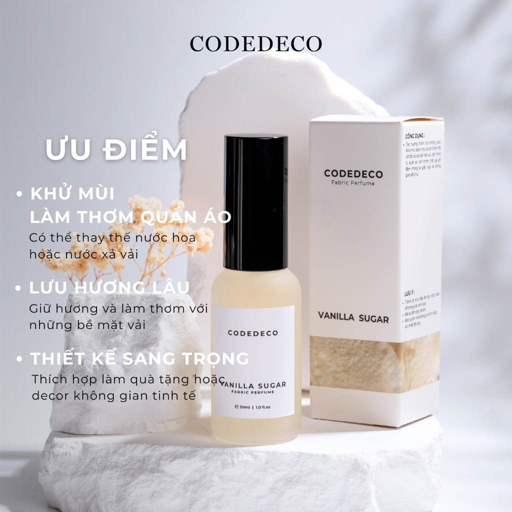 Ảnh Xịt thơm quần áo hương nước hoa CODEDECO 30ml với 3 tầng hương, lưu hương lên tới 6h 3
