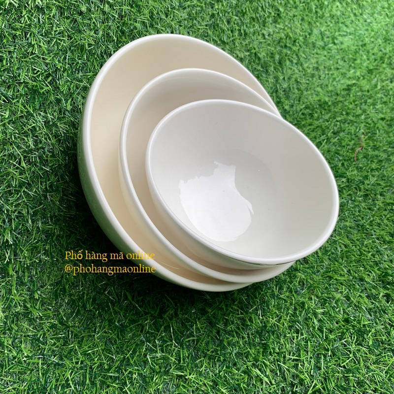 Bát ô tô sứ trắng đựng canh - Tô sứ đẹp ăn mì phở dáng khum bầu dày dặn các kích thước