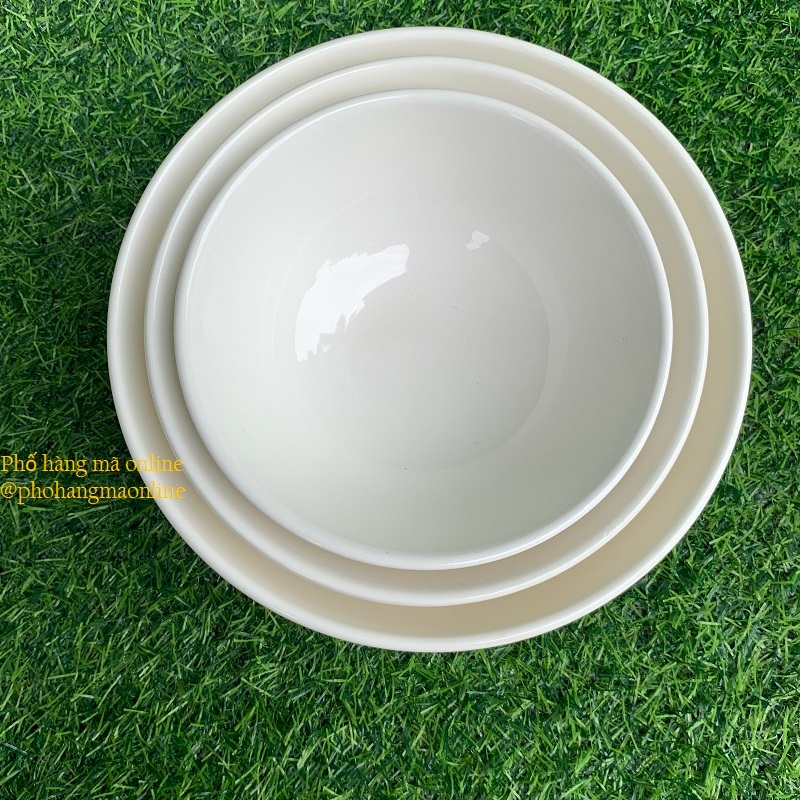 Bát ô tô sứ trắng đựng canh - Tô sứ đẹp ăn mì phở dáng khum bầu dày dặn các kích thước
