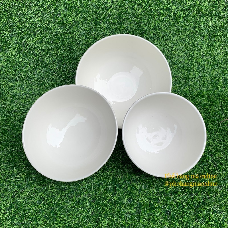 Bát ô tô sứ trắng đựng canh - Tô sứ đẹp ăn mì phở dáng khum bầu dày dặn các kích thước