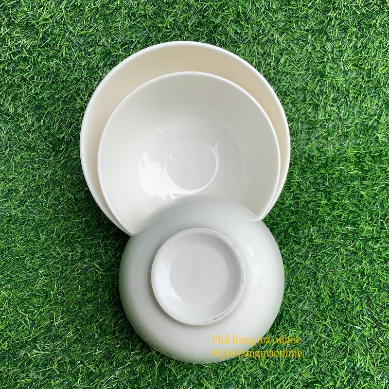 Bát ô tô sứ trắng đựng canh - Tô sứ đẹp ăn mì phở dáng khum bầu dày dặn các kích thước