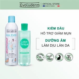 Bộ Xịt Khoáng Evoluderm dưỡng ẩm cấp nước 400ml và Nước Hoa Hồng cho da hỗn hợp dầu mụn 250ml