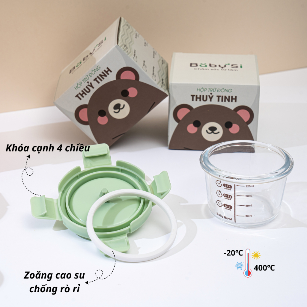 Hộp Trữ Thức Ăn Dặm Cho Bé, Hộp Trữ Đông Ăn Dặm Chất Liệu Thủy Tinh Cao Cấp