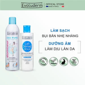 Bộ Xịt khoáng cấp ẩm Evoluderm 400ml và Sữa tẩy trang rửa mặt dành cho da thường Evoluderm 250ml