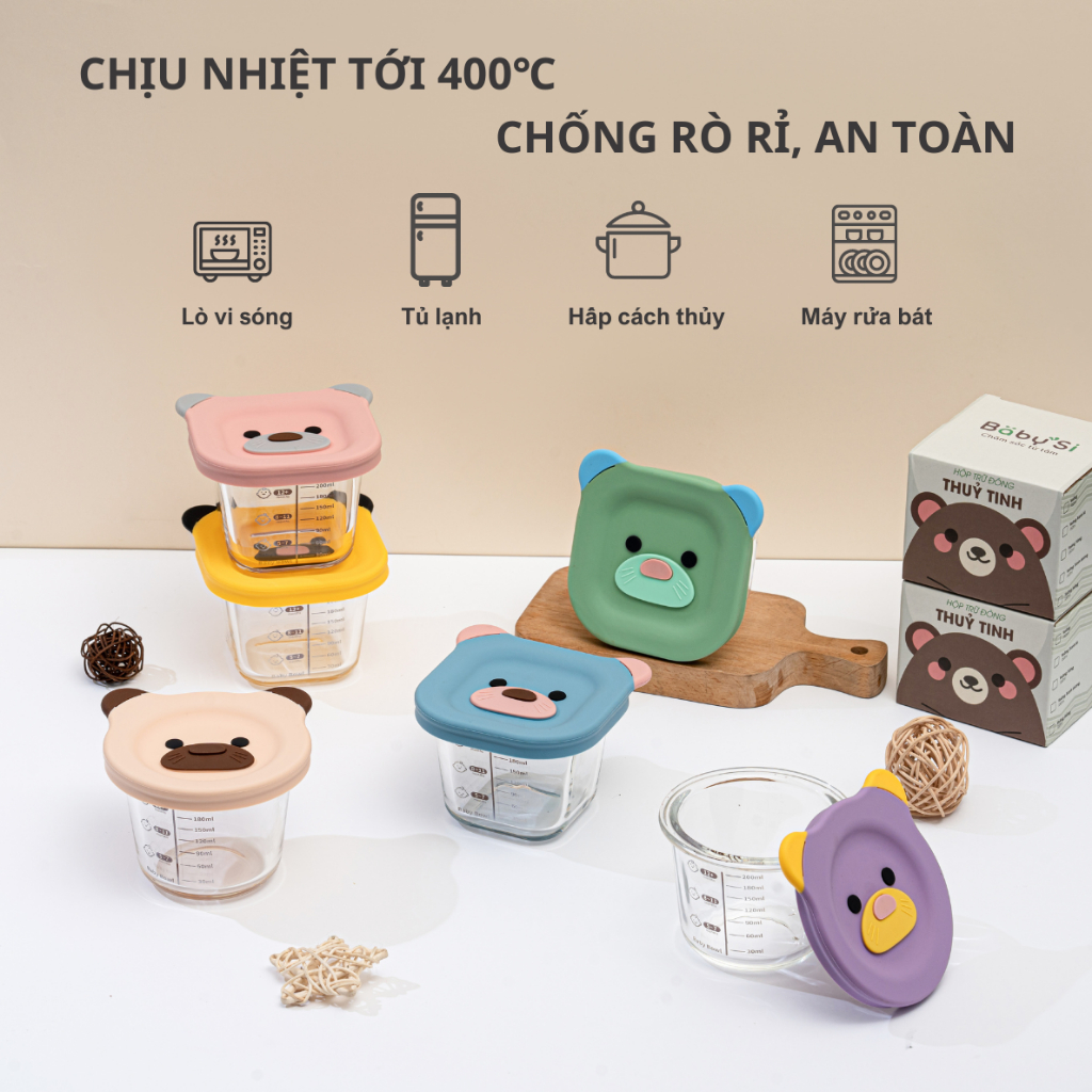 Hộp Trữ Thức Ăn Dặm Cho Bé, Hộp Trữ Đông Ăn Dặm Chất Liệu Thủy Tinh Cao Cấp