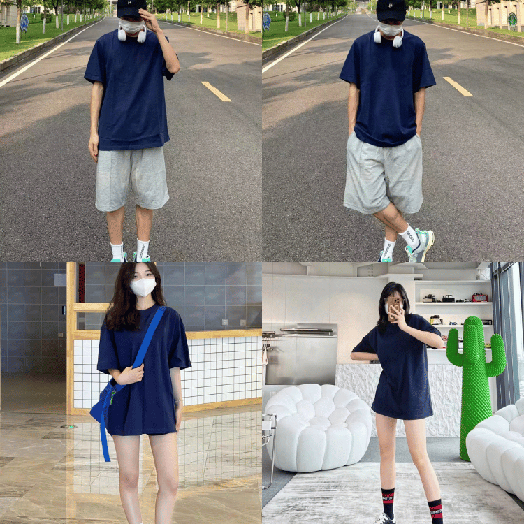 40-120KG Áo Thun Nam Nữ Xanh Than BIGSIZE Cotton Trơn Tay Ngắn Sói-Wolf Thời Trang - MÃ 12