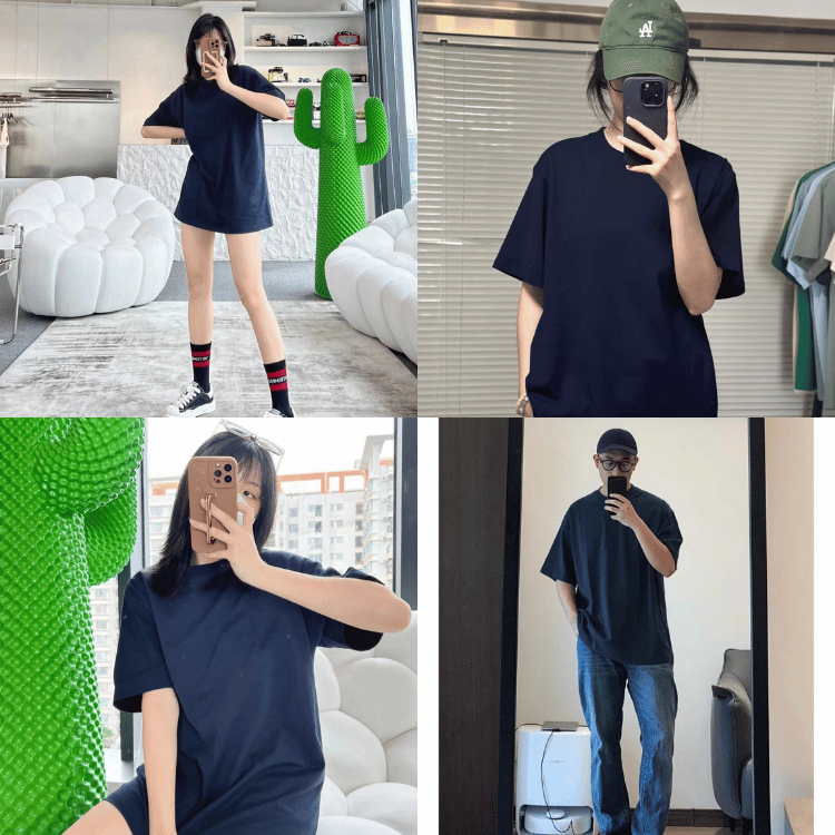 40-120KG Áo Thun Nam Nữ Xanh Than BIGSIZE Cotton Trơn Tay Ngắn Sói-Wolf Thời Trang - MÃ 12