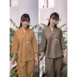 Hoa Nút Ngọc #Đồ Bộ Nữ Top Dress Voan Women Voi # Đồ Đi Chùa