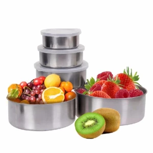 Bộ 5 thố inox nắp nhựa, hộp đựng thực phẩm, hộp lạnh