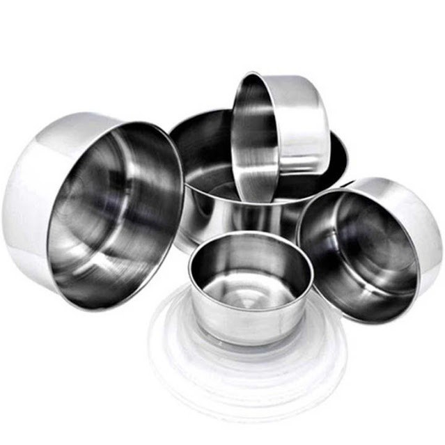 Bộ 5 thố inox nắp nhựa, hộp đựng thực phẩm, hộp lạnh