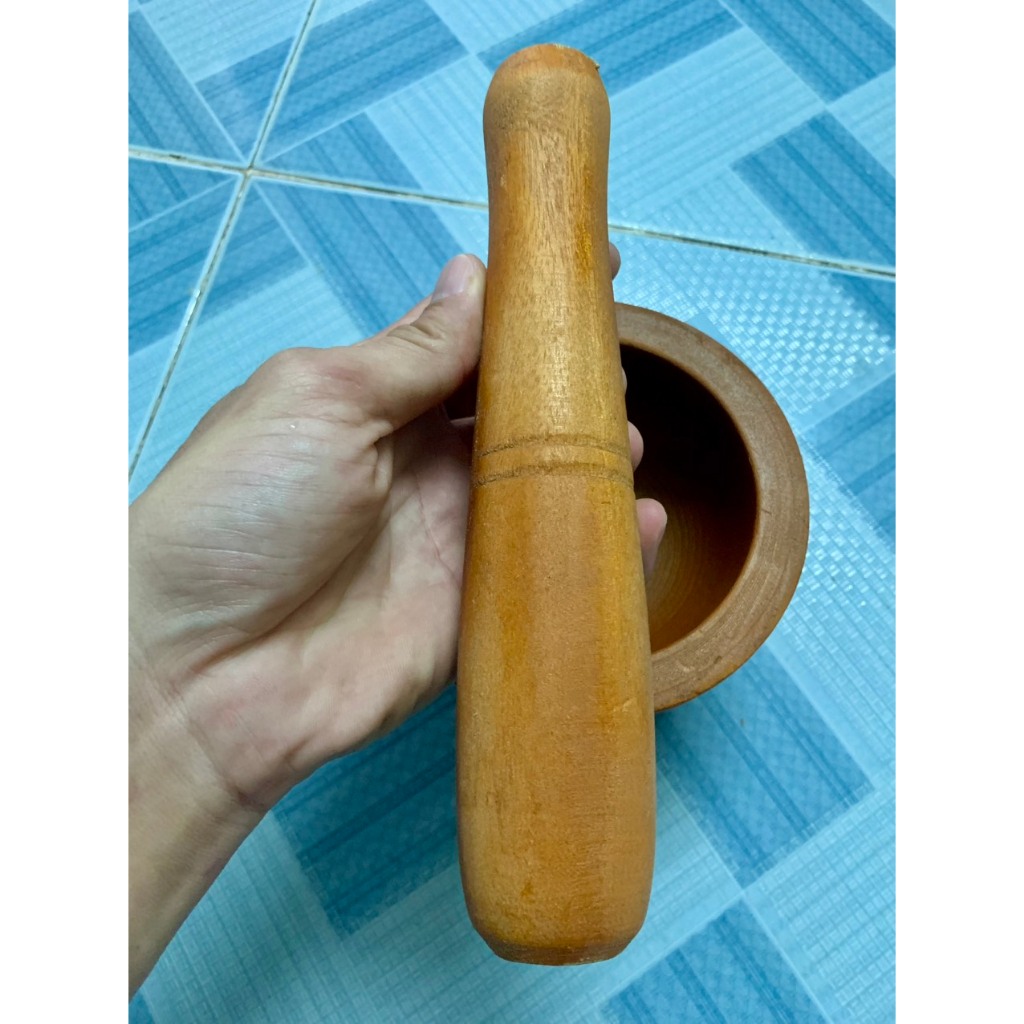 Bộ cối chày gỗ tự nhiên tiện lợi